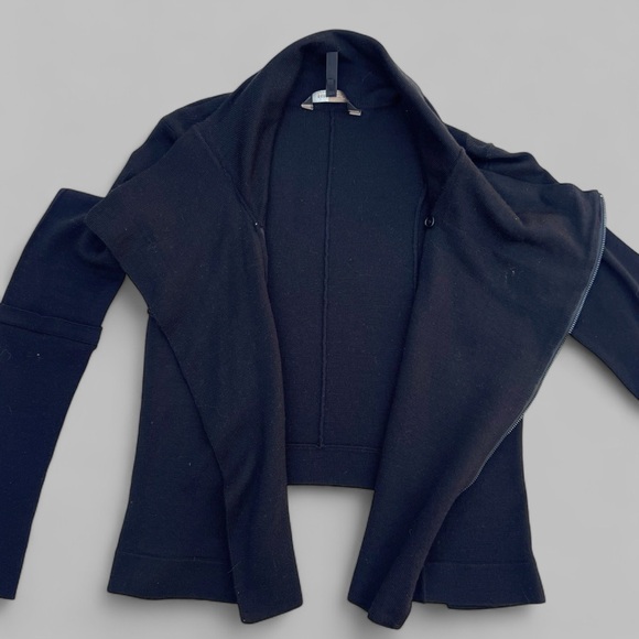 BCBG MaxAzria Assymetical Zipped Sweater, Black, S - Picture 3 of 4